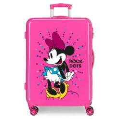 Disney Maleta Mediana 68 Cm 4 Ruedas Rigida Minnie Rock Dots Fucsia