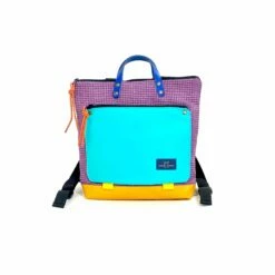 Mochila Daniel Chong Book Holder Cuadrada Morada Bolsillo Azul