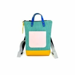 Mochila Daniel Chong Mini Impermeable En Color Verde Y Bolsillo Rosa