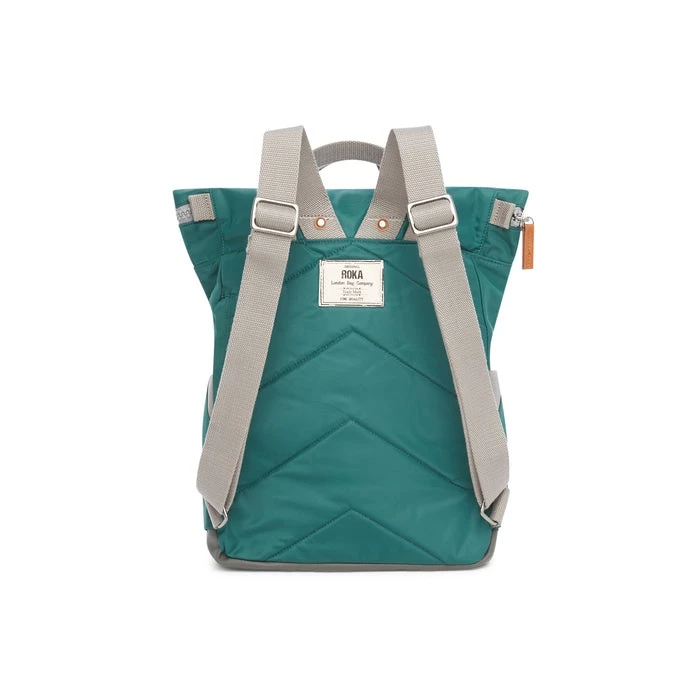 Mochila Roka London Canfield B Pequeña Sostenible Nylon Verde (Teal) 4 Mochila Roka London Canfield B Pequeña Sostenible Nylon Verde (Teal) - Imagen 2