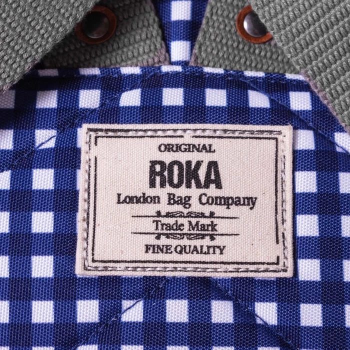 Mochila Roka London Bantry B Pequeña Sostenible Nylon Cuadros Azules (Gingh 7 Mochila Roka London Bantry B Pequeña Sostenible Nylon Cuadros Azules (Gingh - Imagen 5