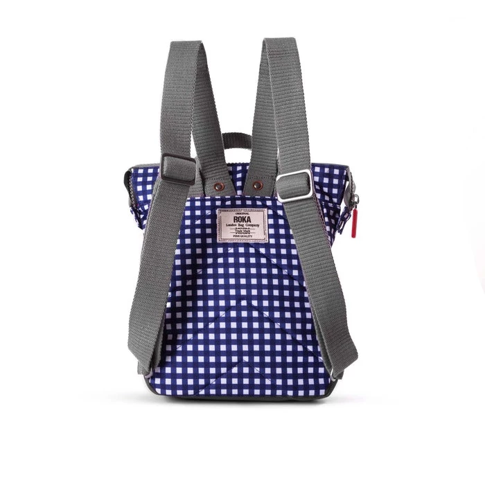 Mochila Roka London Bantry B Pequeña Sostenible Nylon Cuadros Azules (Gingh 4 Mochila Roka London Bantry B Pequeña Sostenible Nylon Cuadros Azules (Gingh - Imagen 2
