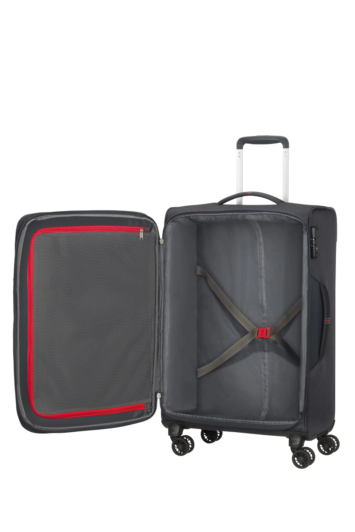 American Tourister Maleta Mediana 67 Cm 4R Exp. A.T. Crosstrack Gris (Grey-Red) 4 American Tourister Maleta Mediana 67 Cm 4R Exp. A.T. Crosstrack Gris (Grey-Red) - Imagen 2
